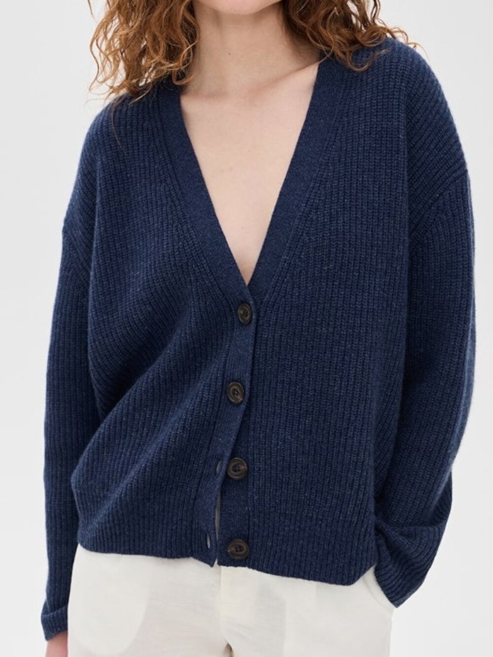 Jenni Kayne Cropped Cashmere Cocoon Cardigan Denim Blue XS Womens